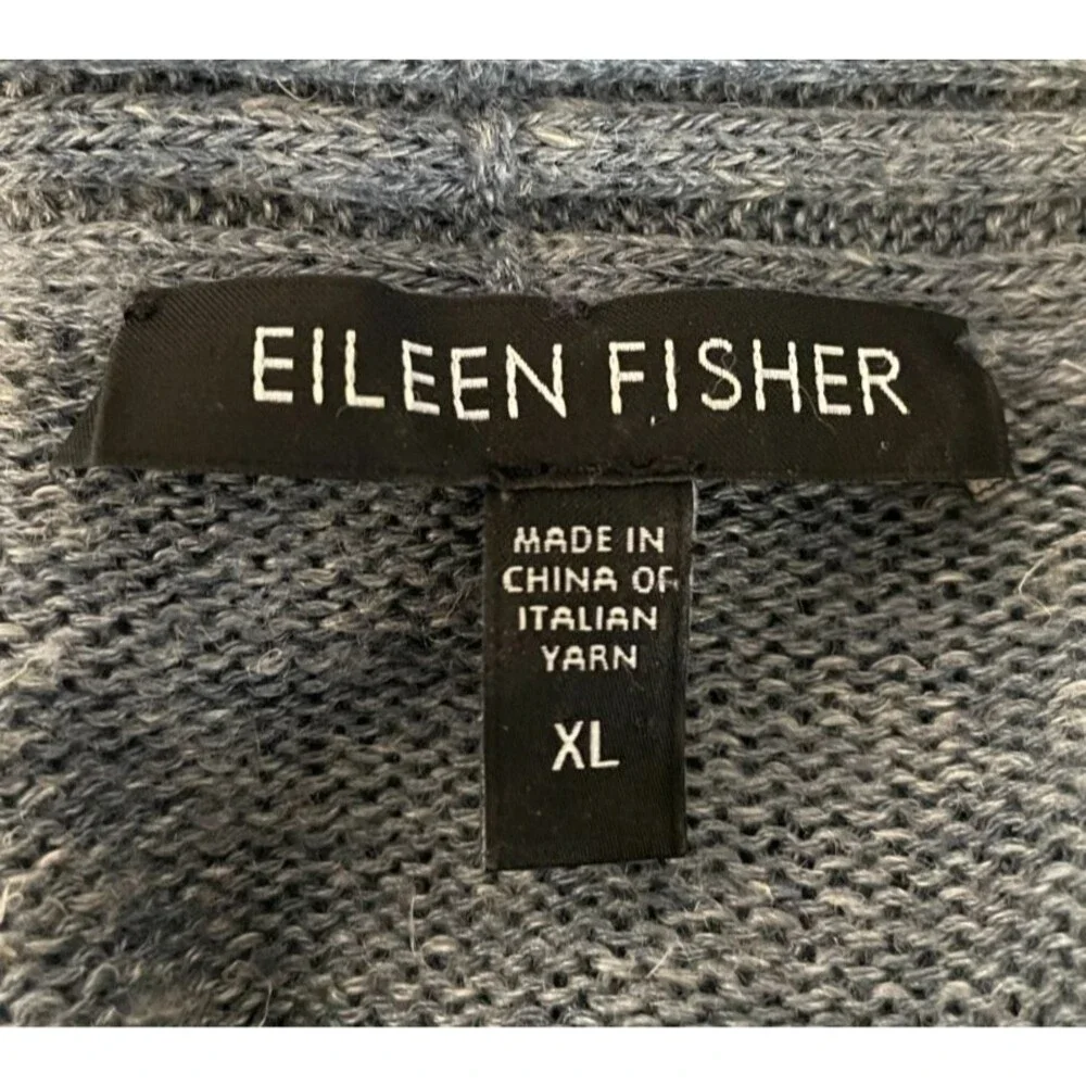EILEEN FISHER Womens Open Cardigan SWEATER Long Sleeve GRAY/Blue Size XL